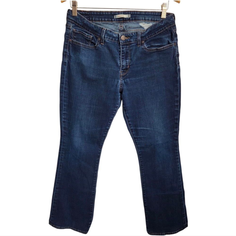 Levi's 715 Bootcut Classic Blue Denim Jeans Women's Size 32/30 with Distressing